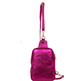 Firenze Metallic Fuchsia Leather  Sling Bag